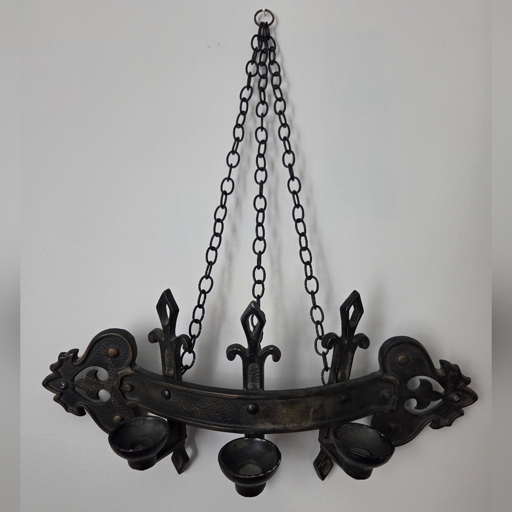 Vintage Black Iron Wall Sconce Gothic Candelabra